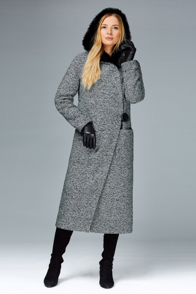 Женское пальто Arisha 8033 черно-белый