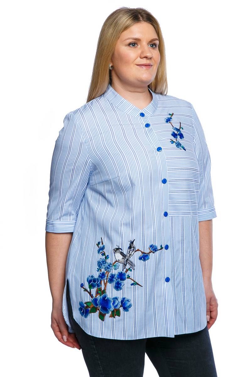 Блузы Левлада 1742 голубой,белый