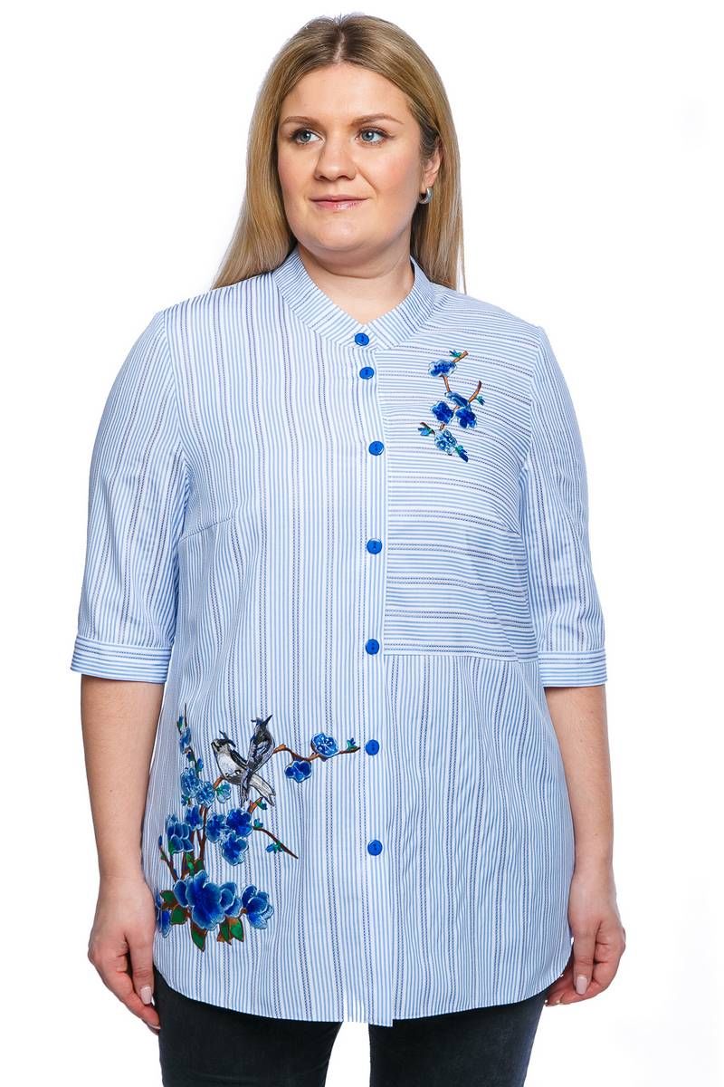 Блузы Левлада 1742 голубой,белый
