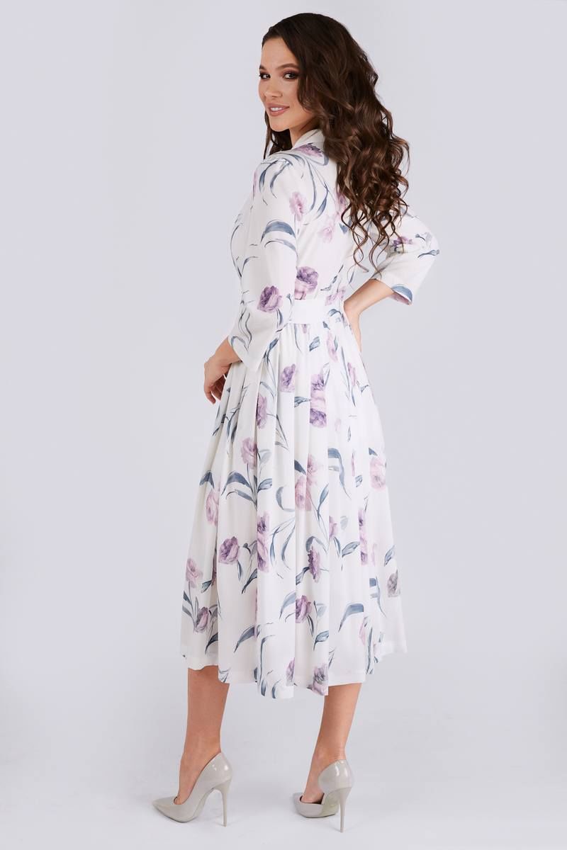 Платье с поясом Teffi Style L-1425 ловандовы_розы