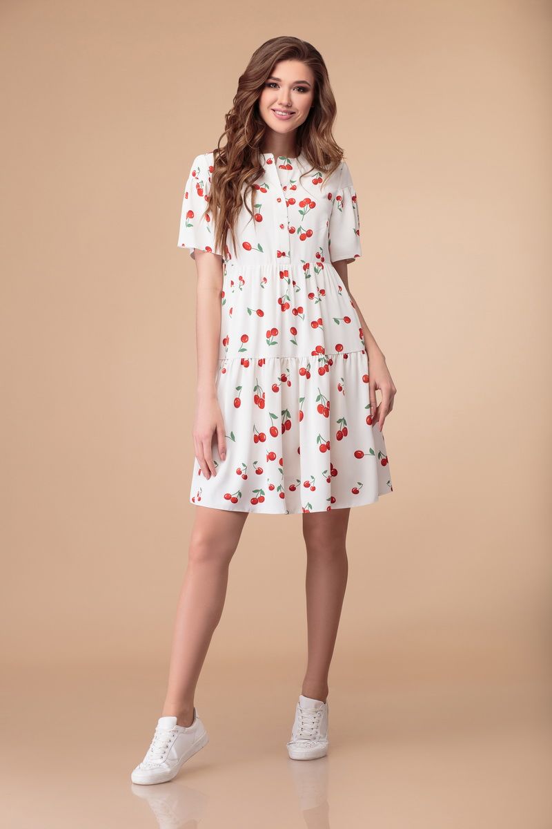 Платье Svetlana-Style 1368 белый+вишни