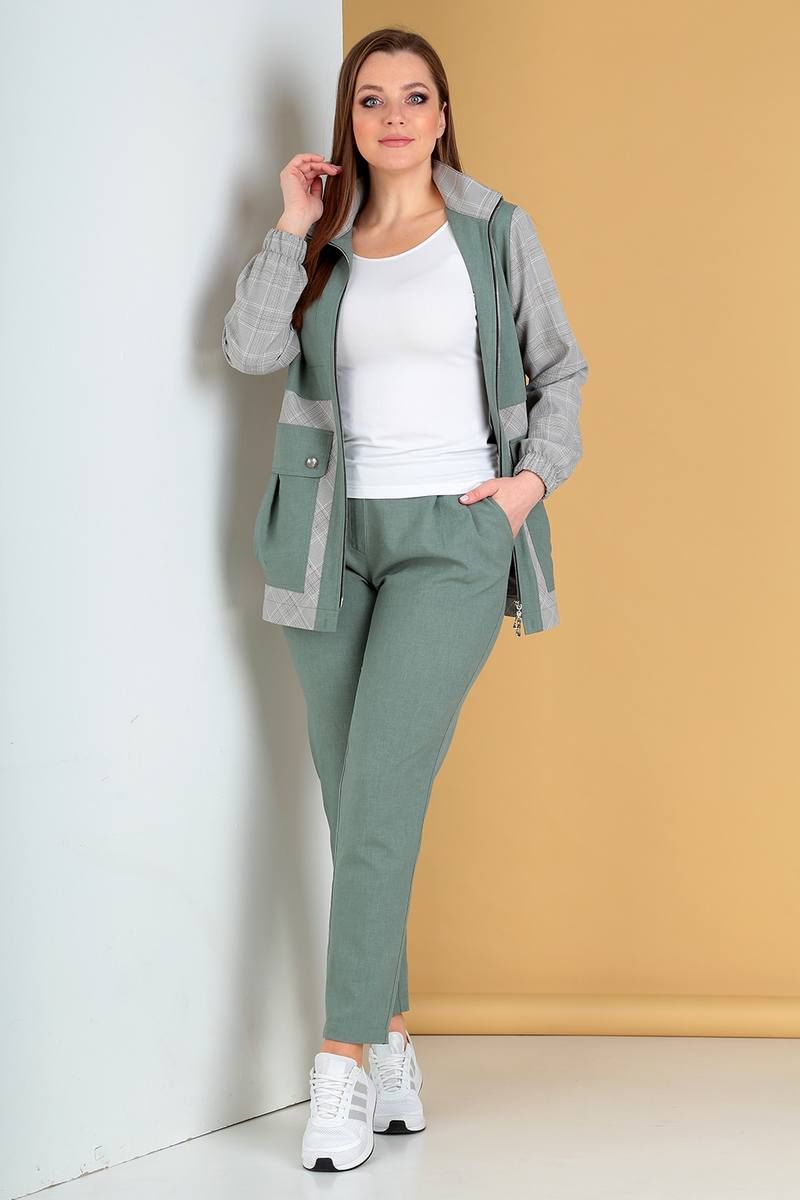 Женский комплект с курткой Liona Style 745 серо-зеленый