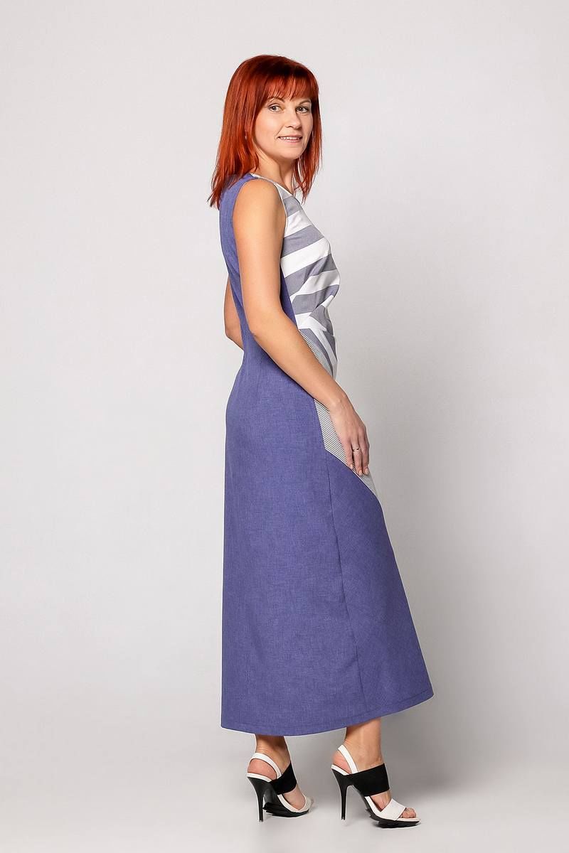 Платье Соджи 432 синий+белый