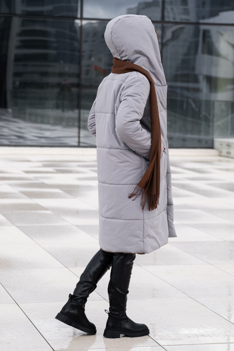 Женское пальто FEVRALI М01-2023 серый
