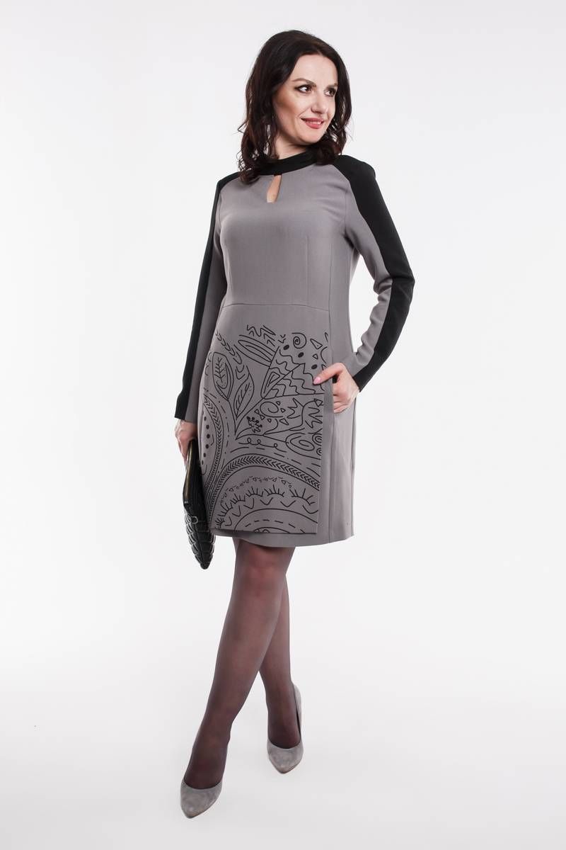 Платья Дорофея 570 серый,черный
