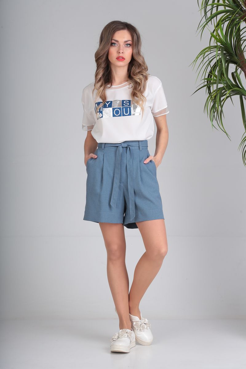 Женский комплект с шортами SandyNa 13691 голубой