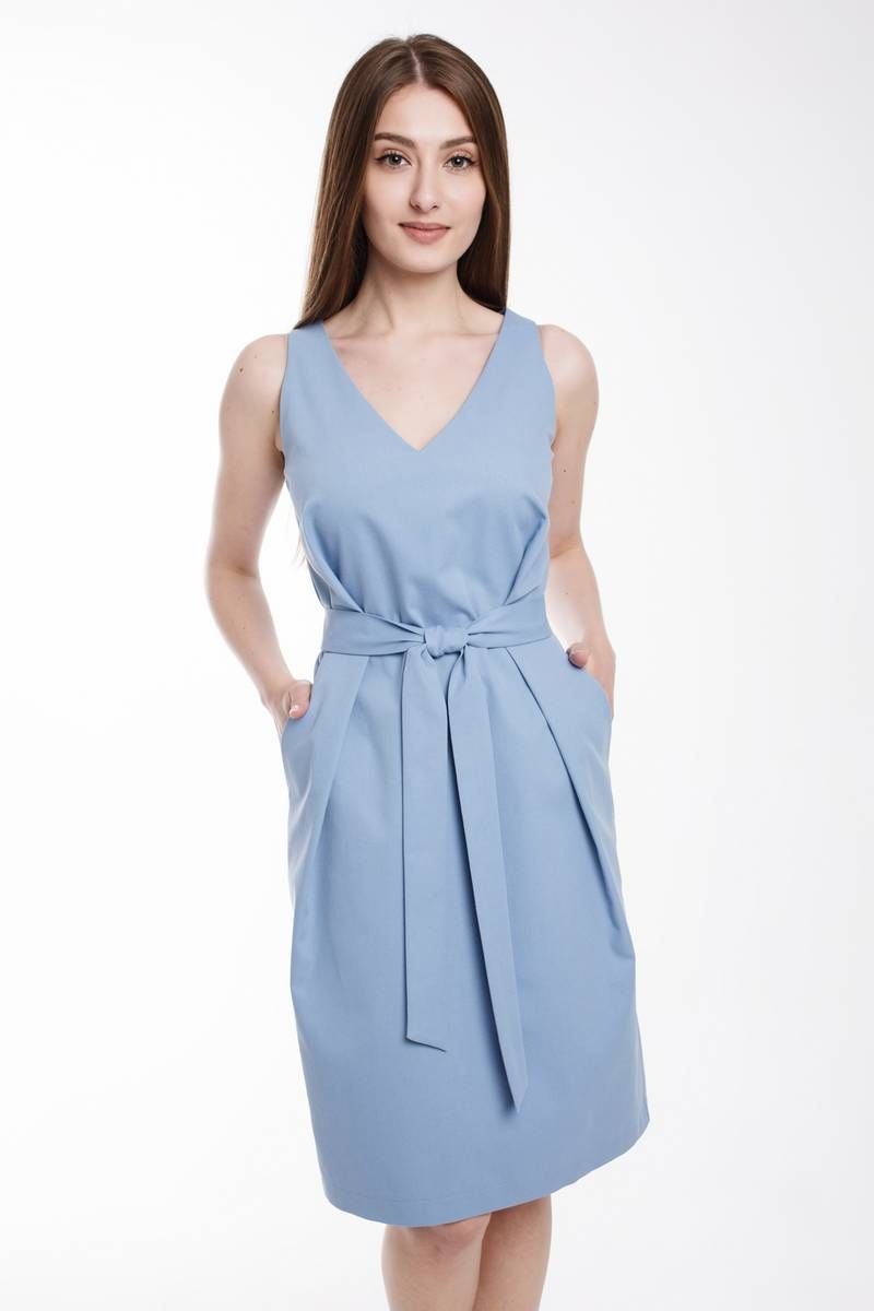 Платье с поясом Madech 205356 голубой