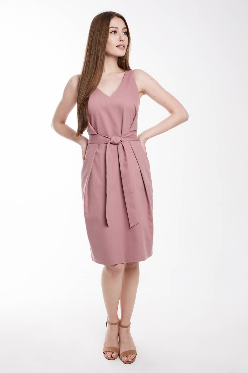 Платье с поясом Madech 205356 розово-коричневый