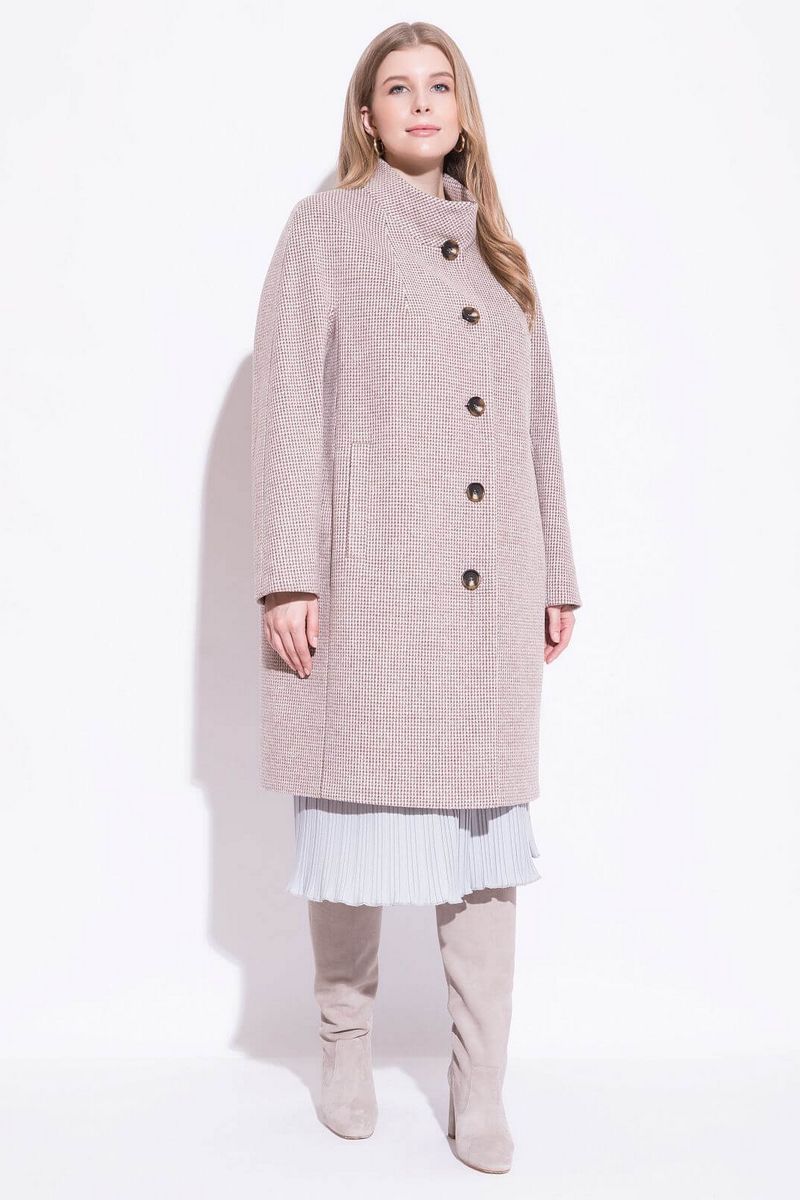 Женское пальто ElectraStyle 4-0026-012 корич-бел