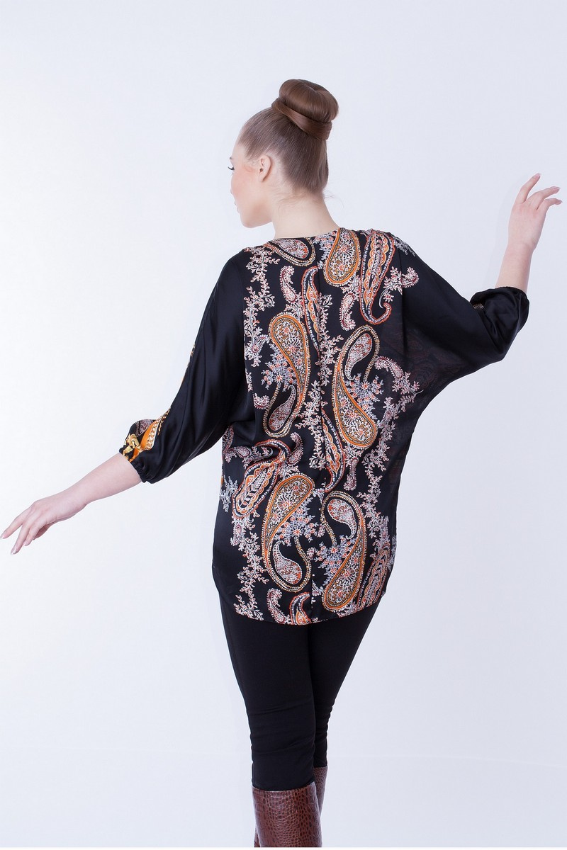 Блузы DaLi 1354-1 чёрный+узор