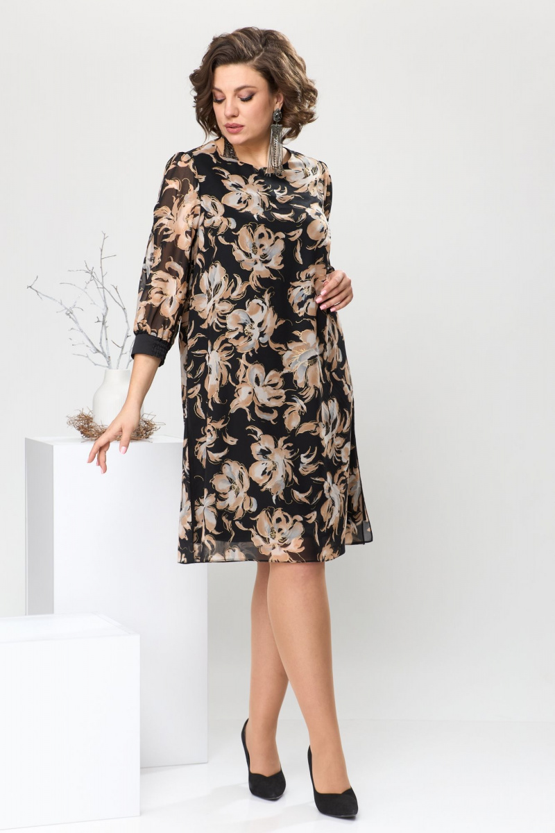 Платье Romanovich Style 1-2628 коричневые_цветы