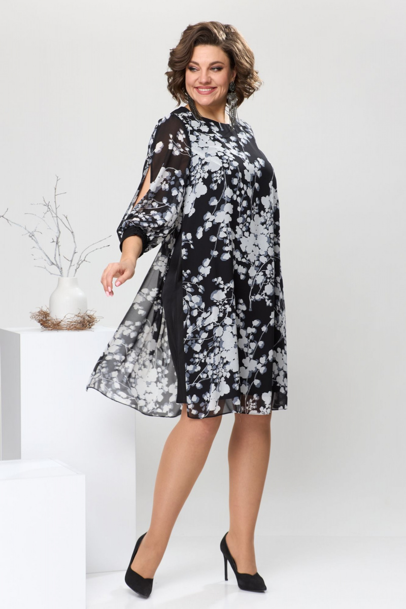 Платье Romanovich Style 1-2628 чёрный_белый