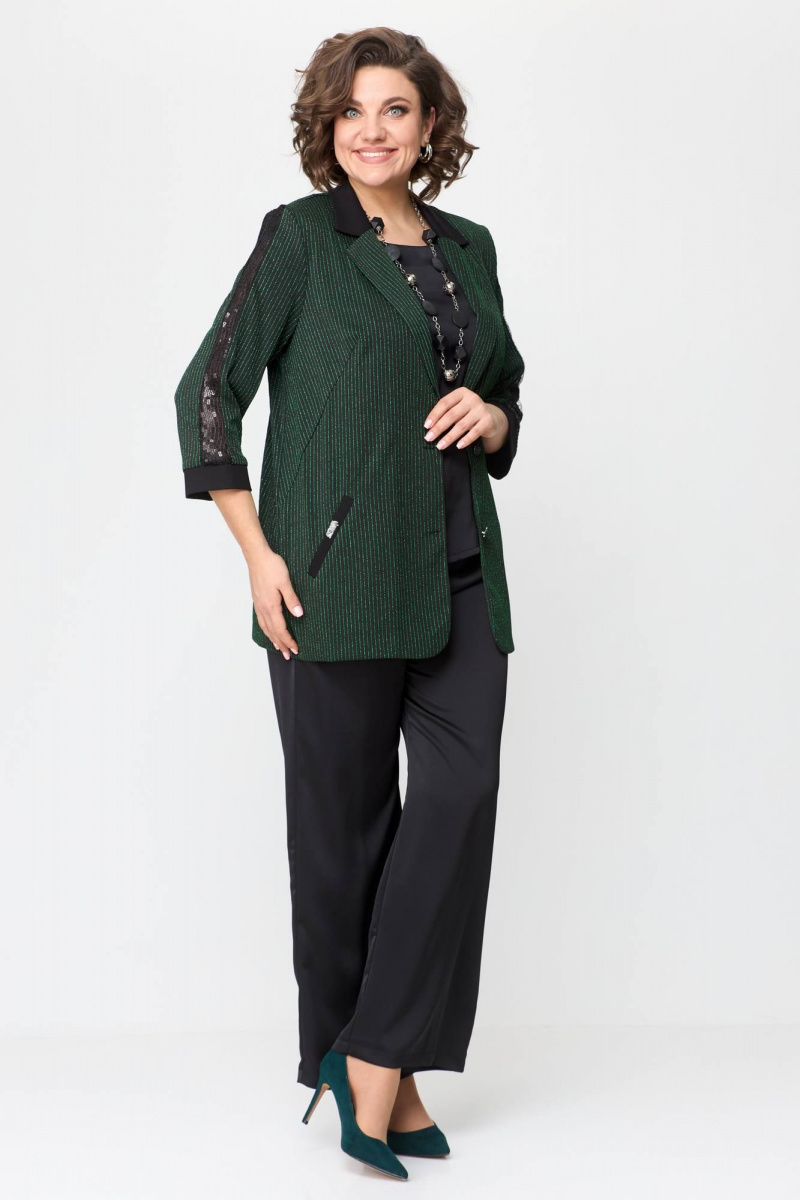 Брючный костюм Solomeya Lux 967/942 черный+зеленый