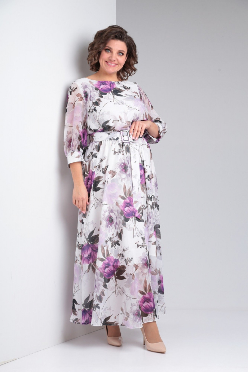Платья Pocherk 1-026 бело-фиолетовый