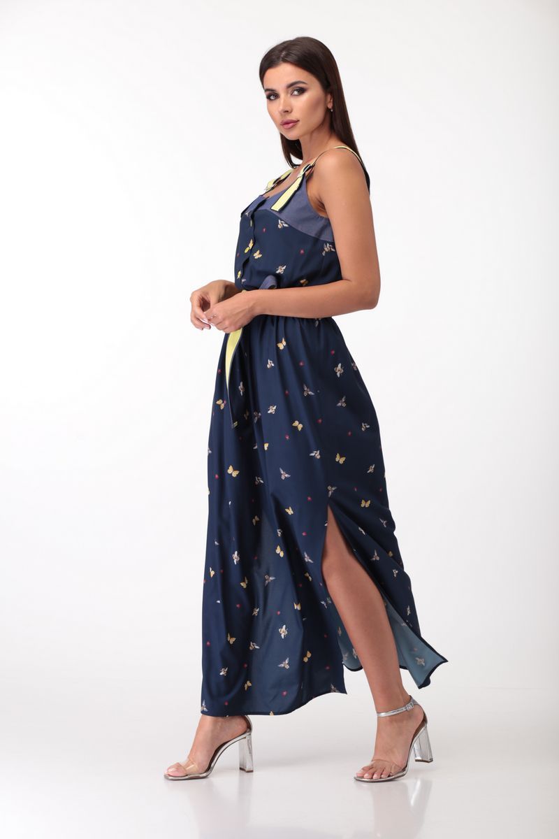 Платье ANASTASIA MAK 710 синий+бабочки