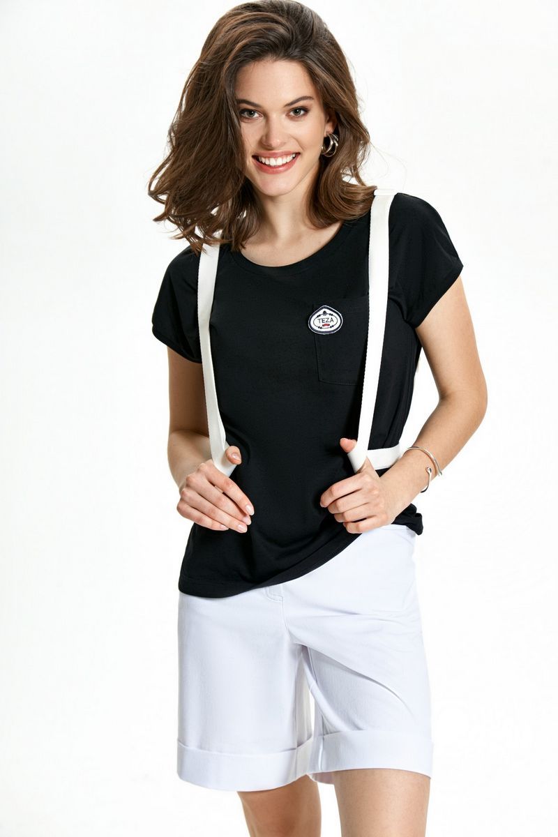 Женский комплект с шортами TEZA 1483 черный-белый