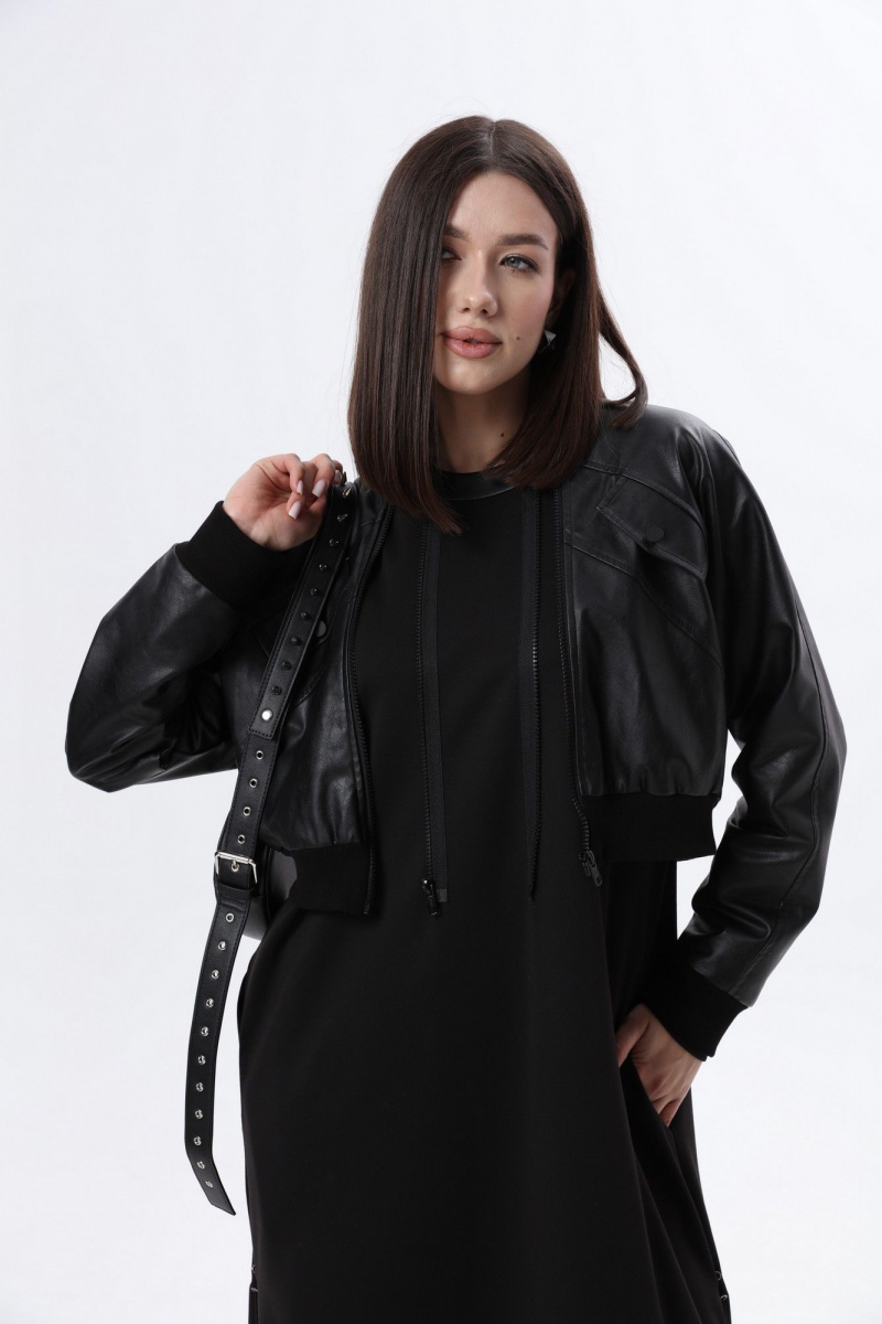 Женский комплект с курткой LM М60 черная_кожа
