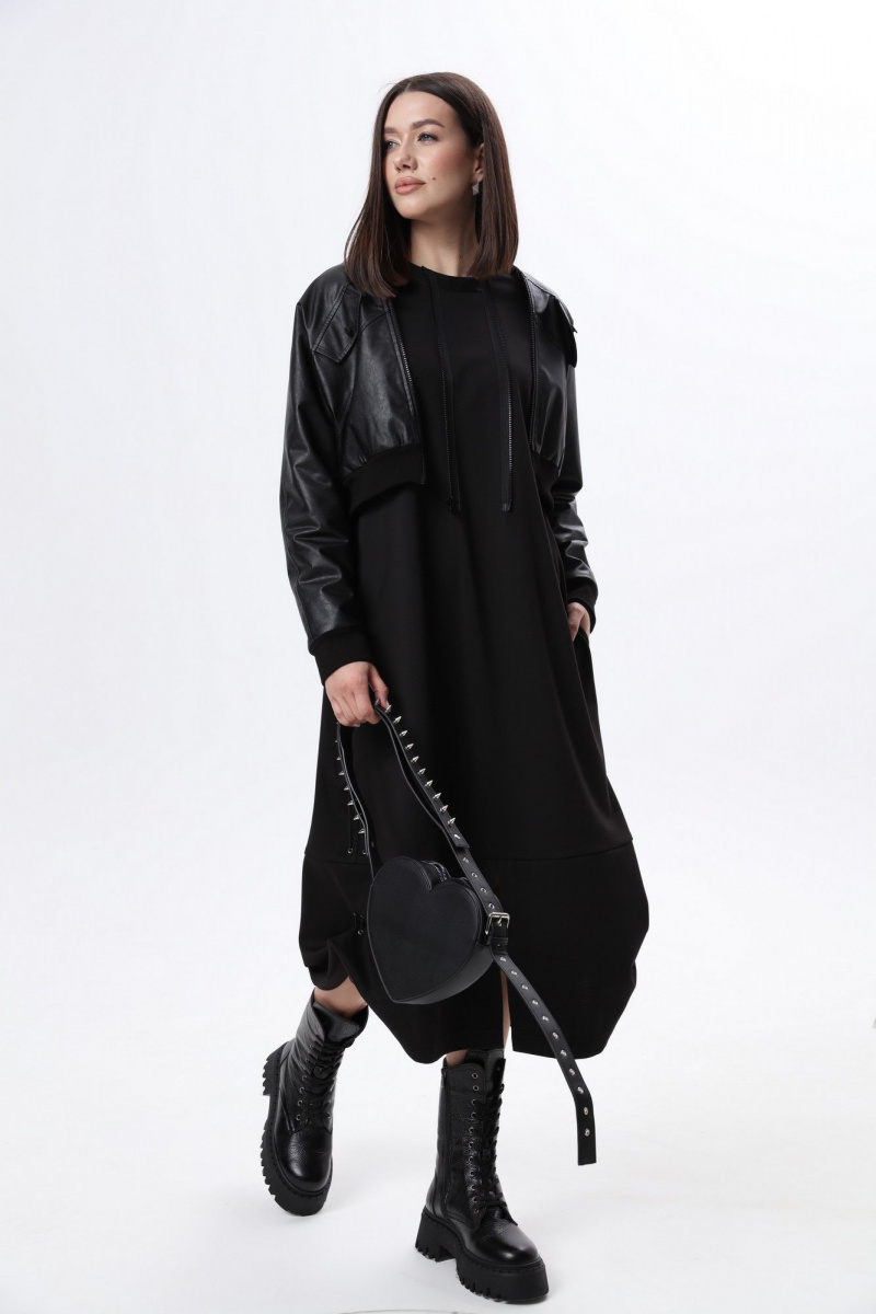 Женский комплект с курткой LM М60 черная_кожа
