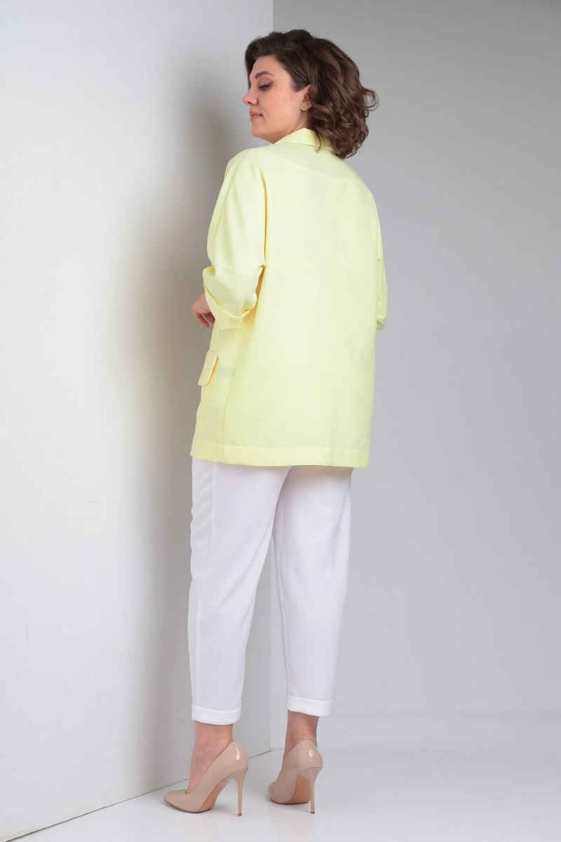 Брючный костюм LadisLine 1490 нежно-желтый+белый