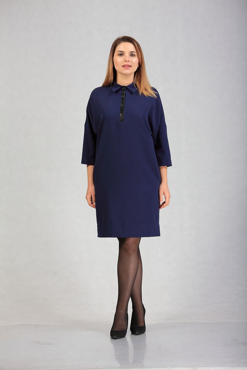 Платье с поясом LUXTEX 0119 темно-синий