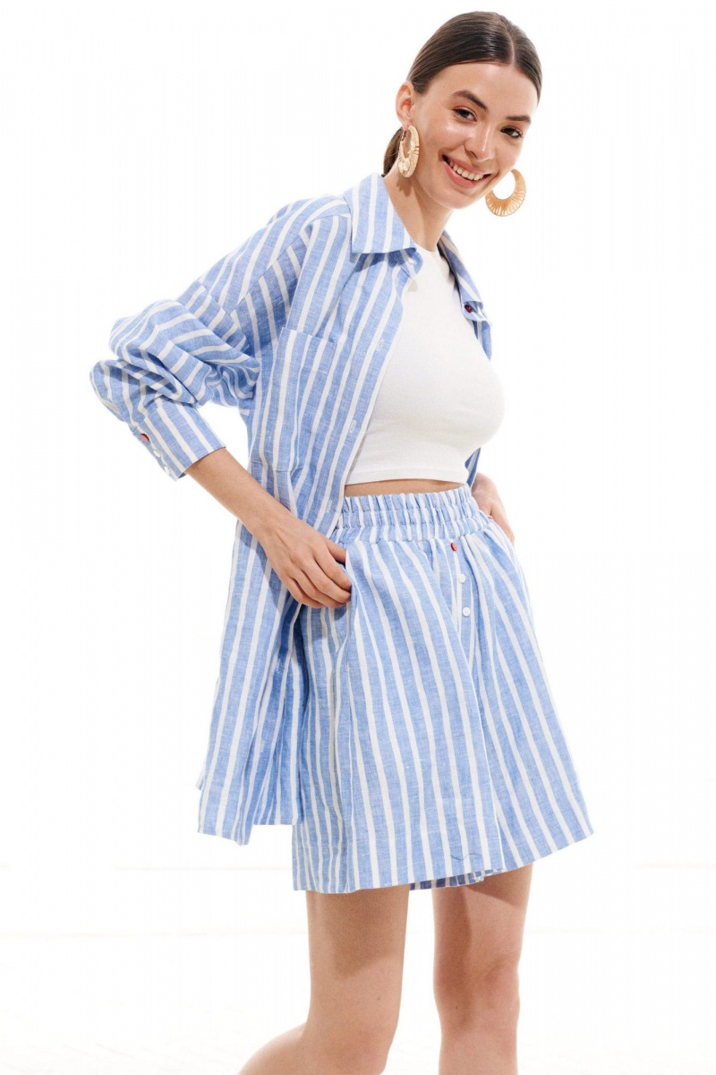 Женский комплект с шортами ELLETTO LIFE 5257 бело-голубой