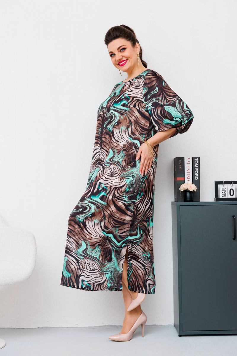 Платья Romanovich Style 1-2442 коричневый/бирюза