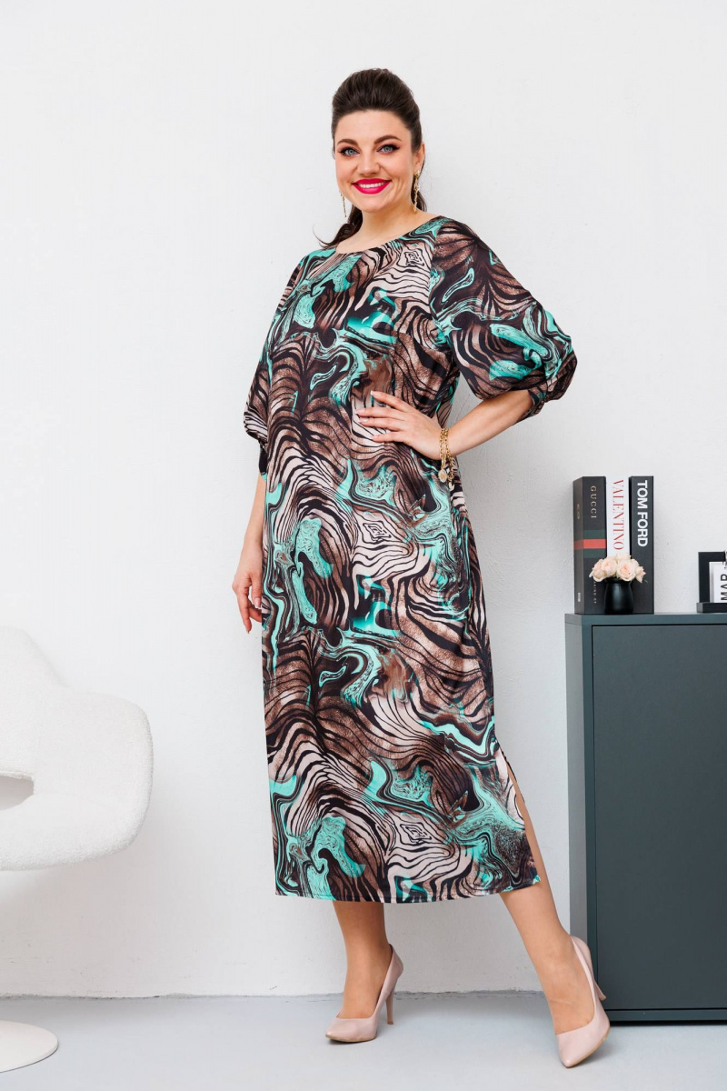 Платья Romanovich Style 1-2442 коричневый/бирюза