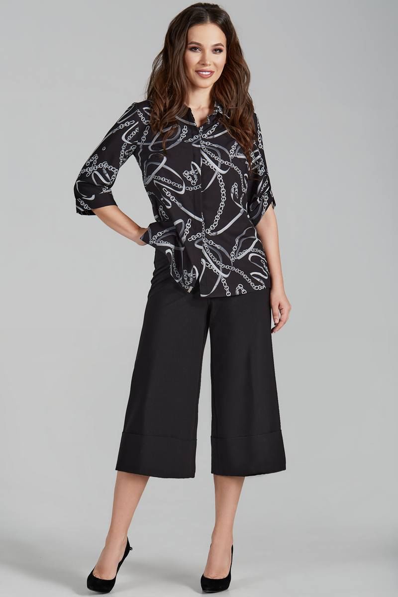 Блузы Teffi Style L-1419 черный+цепи