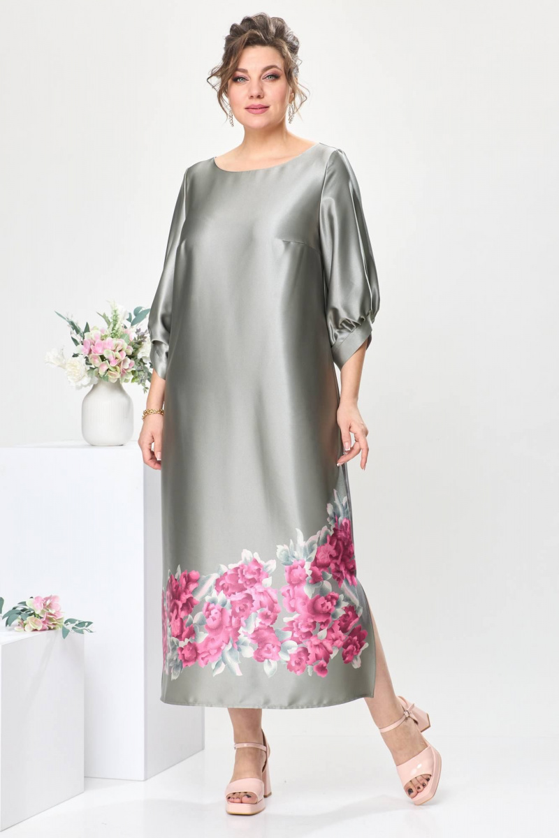 Платья Romanovich Style 1-2442 серый/цветы