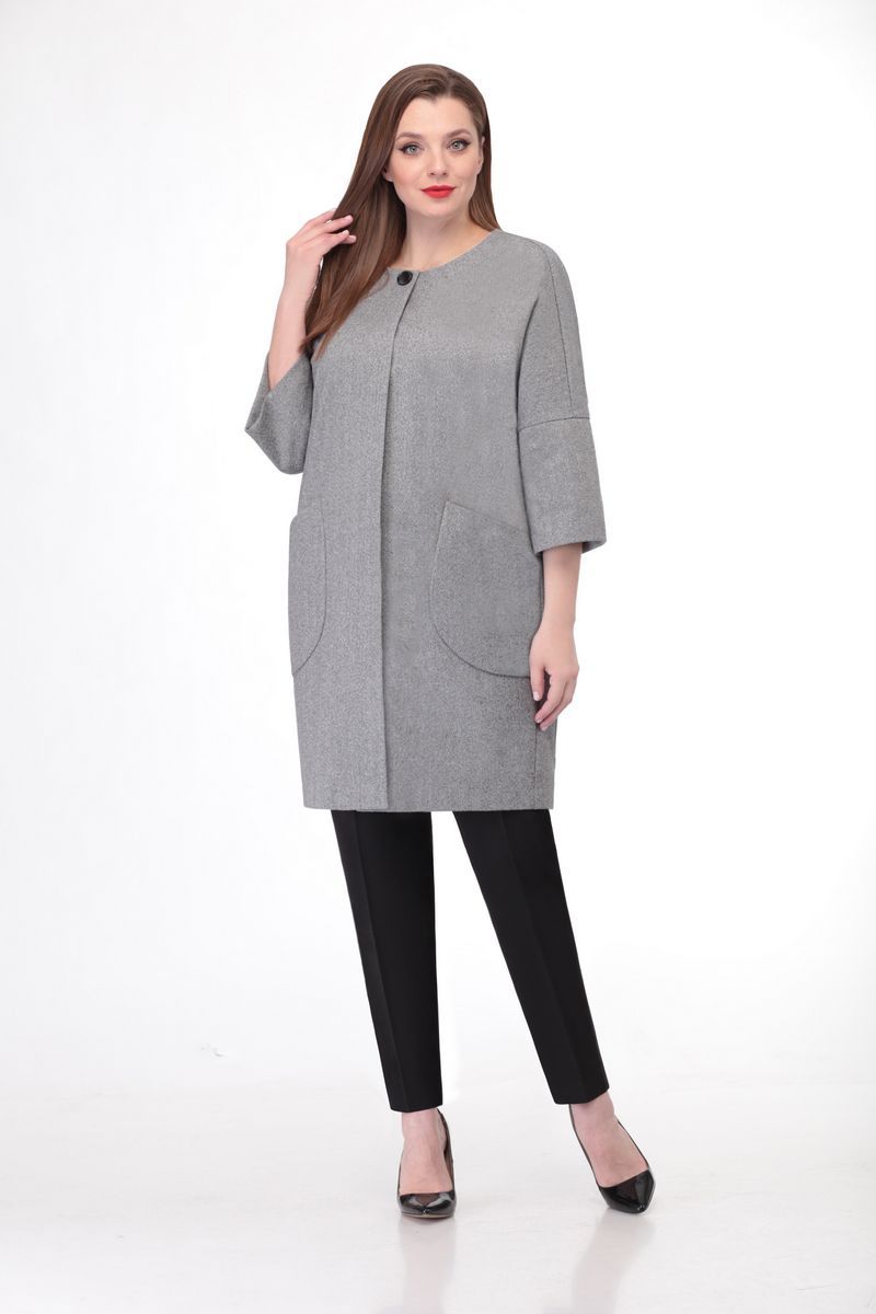 Женское пальто VOLNA 1139 серый меланжевый