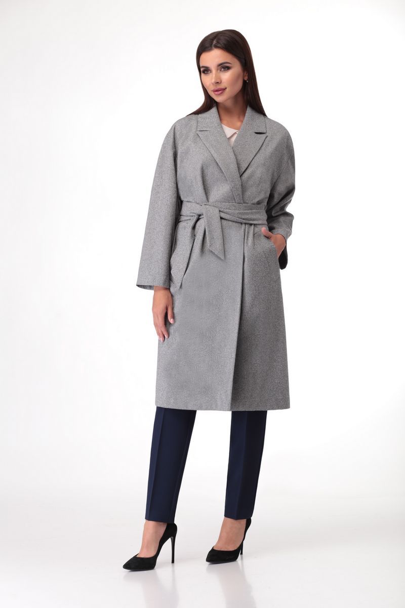 Женское пальто VOLNA 1147 серый_меланжевый