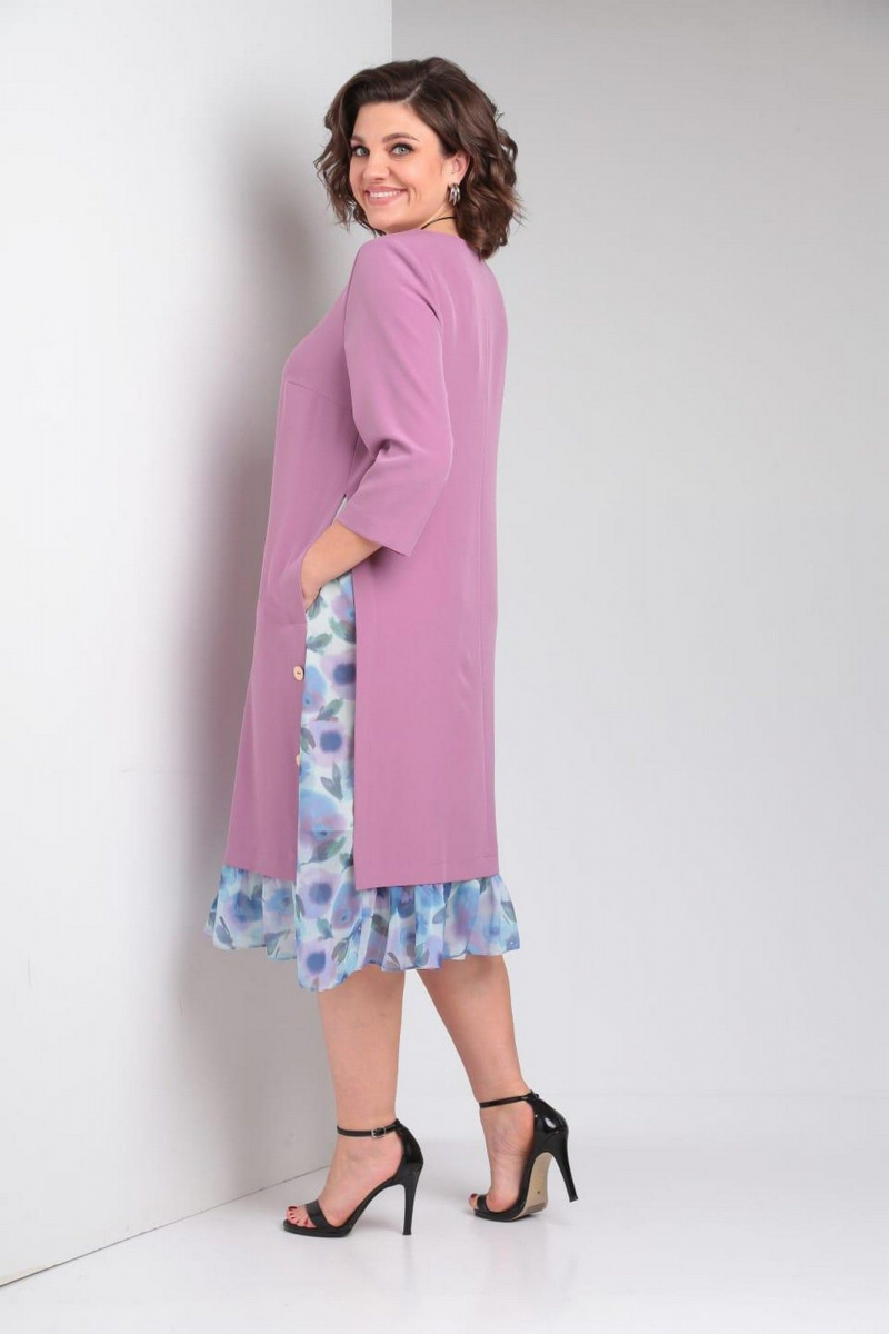 Платья Милора-стиль 758 розовый+голубой