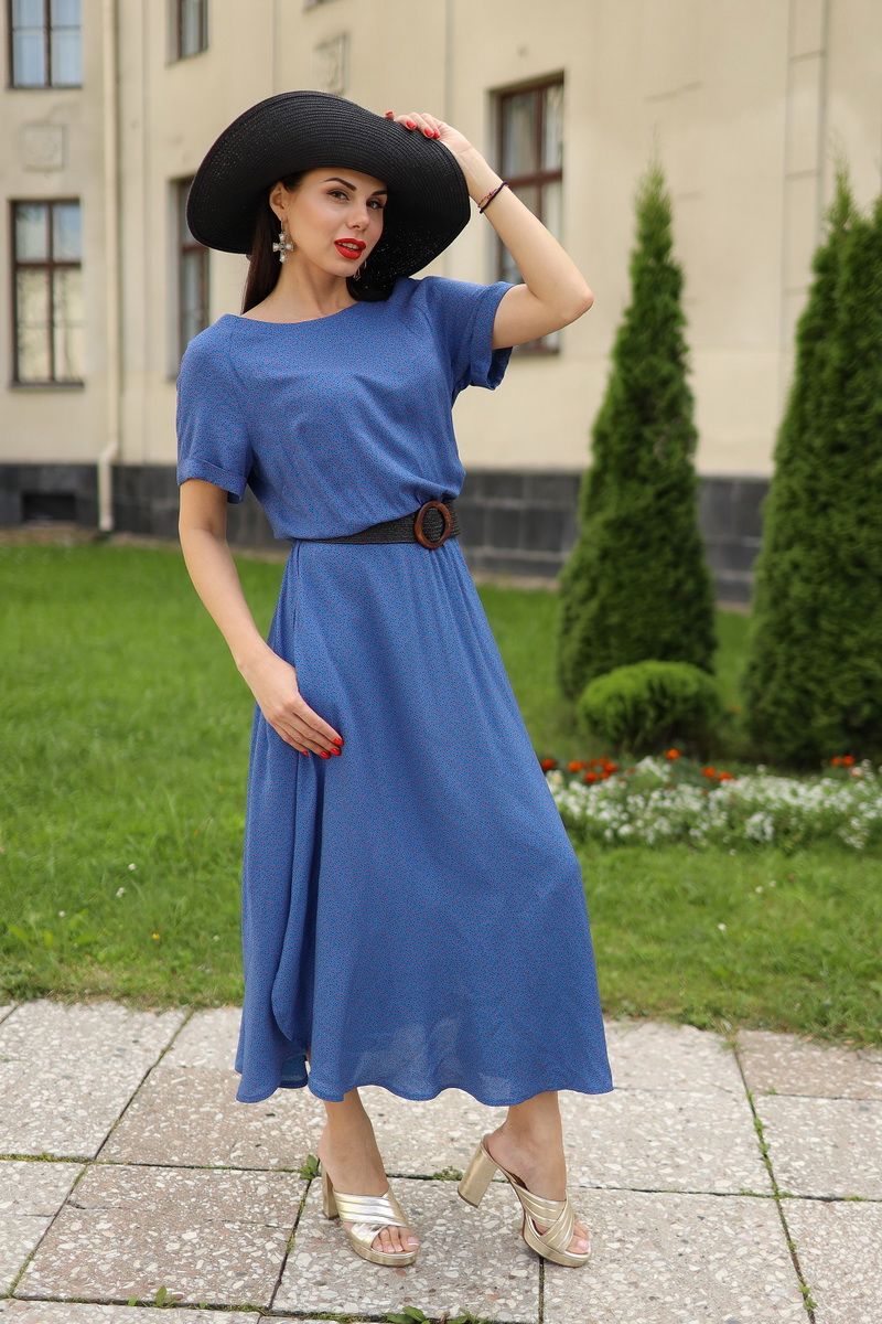 Платье с поясом YFS 6134 синий