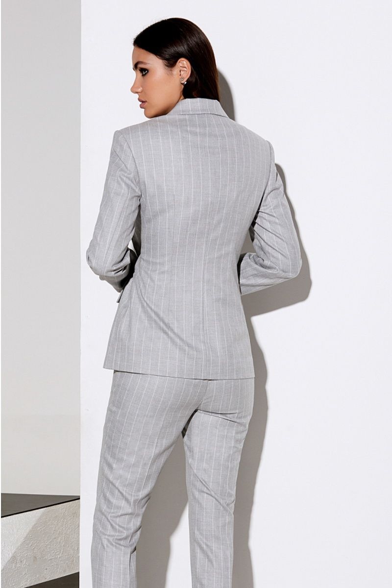 Брючный костюм Lissana 4099 светло-серый/полоска