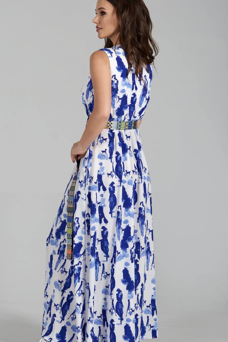 Платье Teffi Style L-1484 бело-синий