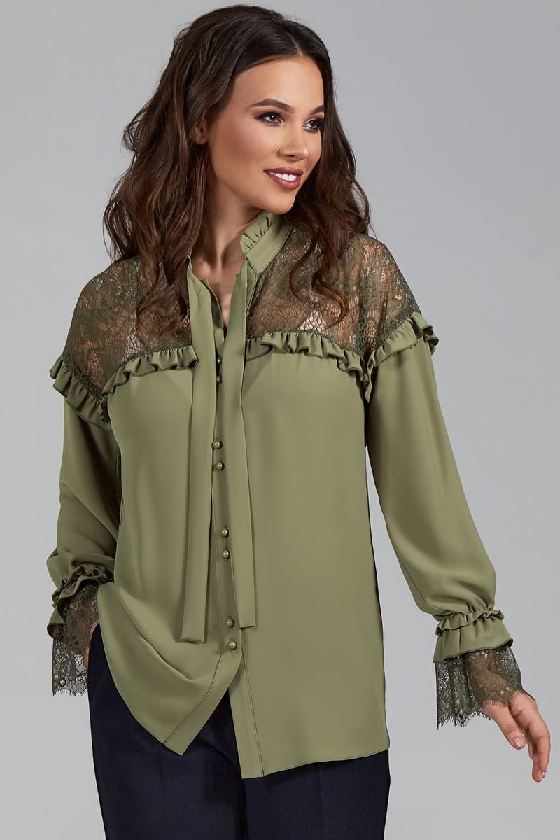 Блузы Teffi Style L-1473 олива