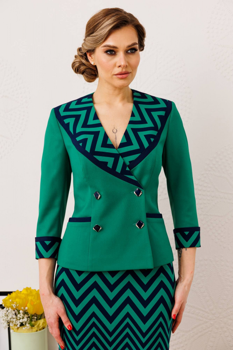 Юбочный костюм Мода Юрс 2851-0 зеленый