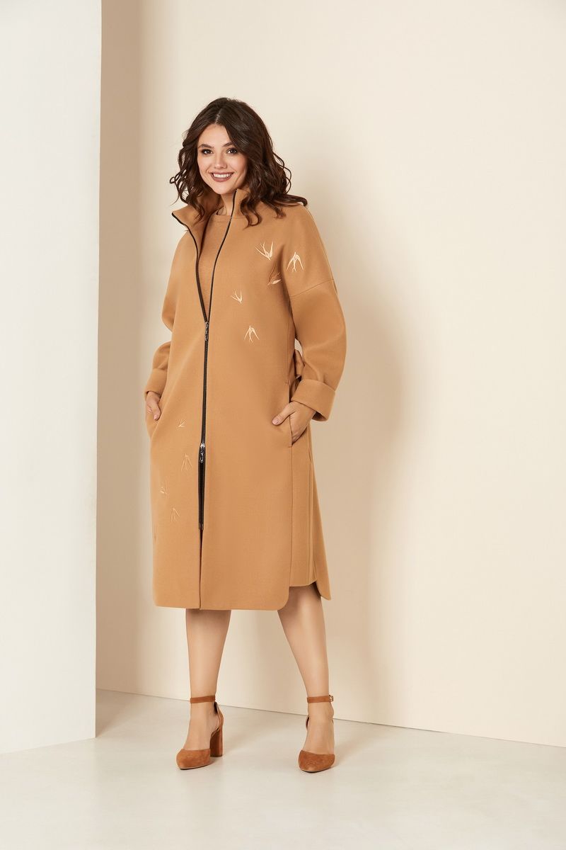 Женское пальто Andrea Style 00274 бежевый