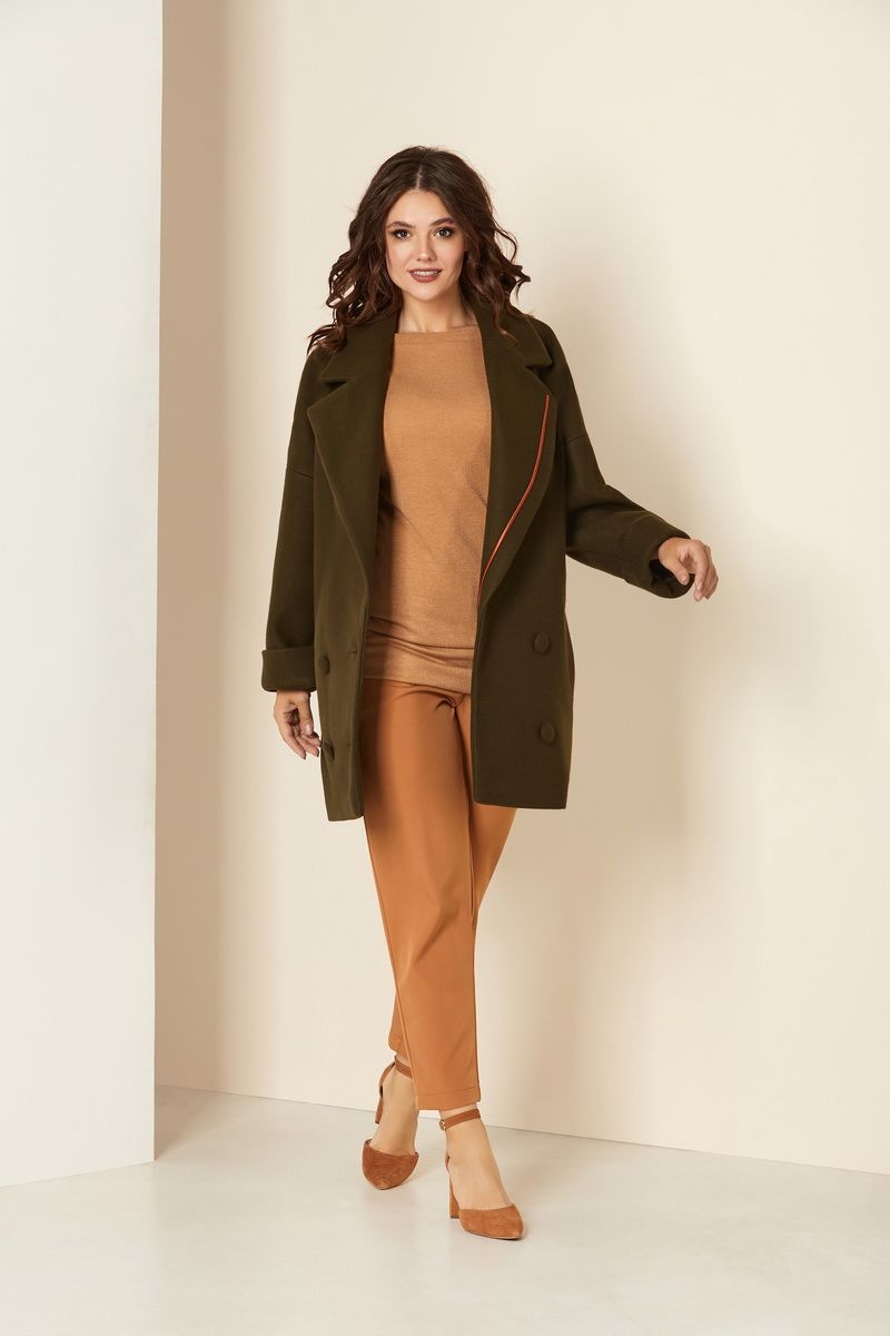 Женское пальто Andrea Style 00276 хаки