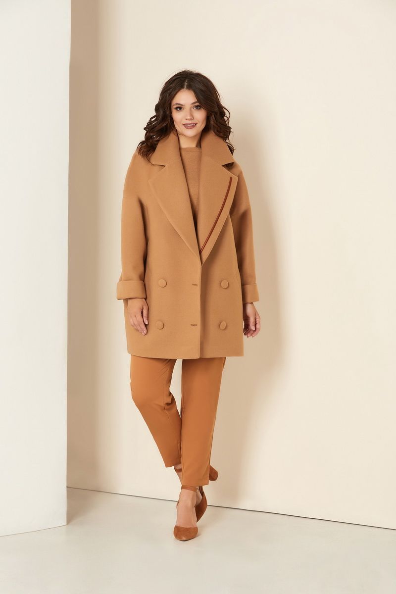 Женское пальто Andrea Style 00276 бежевый