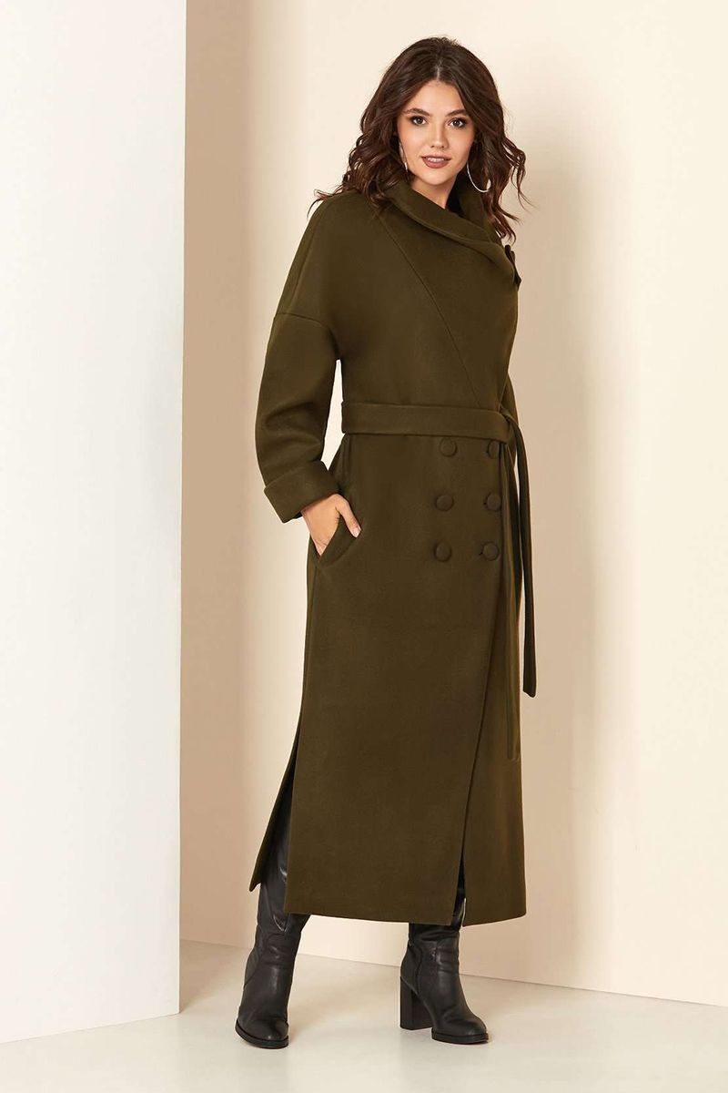 Женское пальто Andrea Style 00273 хаки