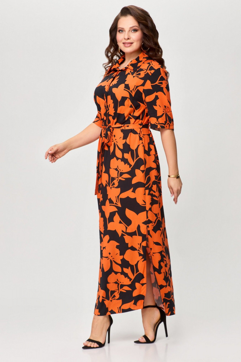 Платья Svetlana-Style 1930 черный+оранжевый_листик