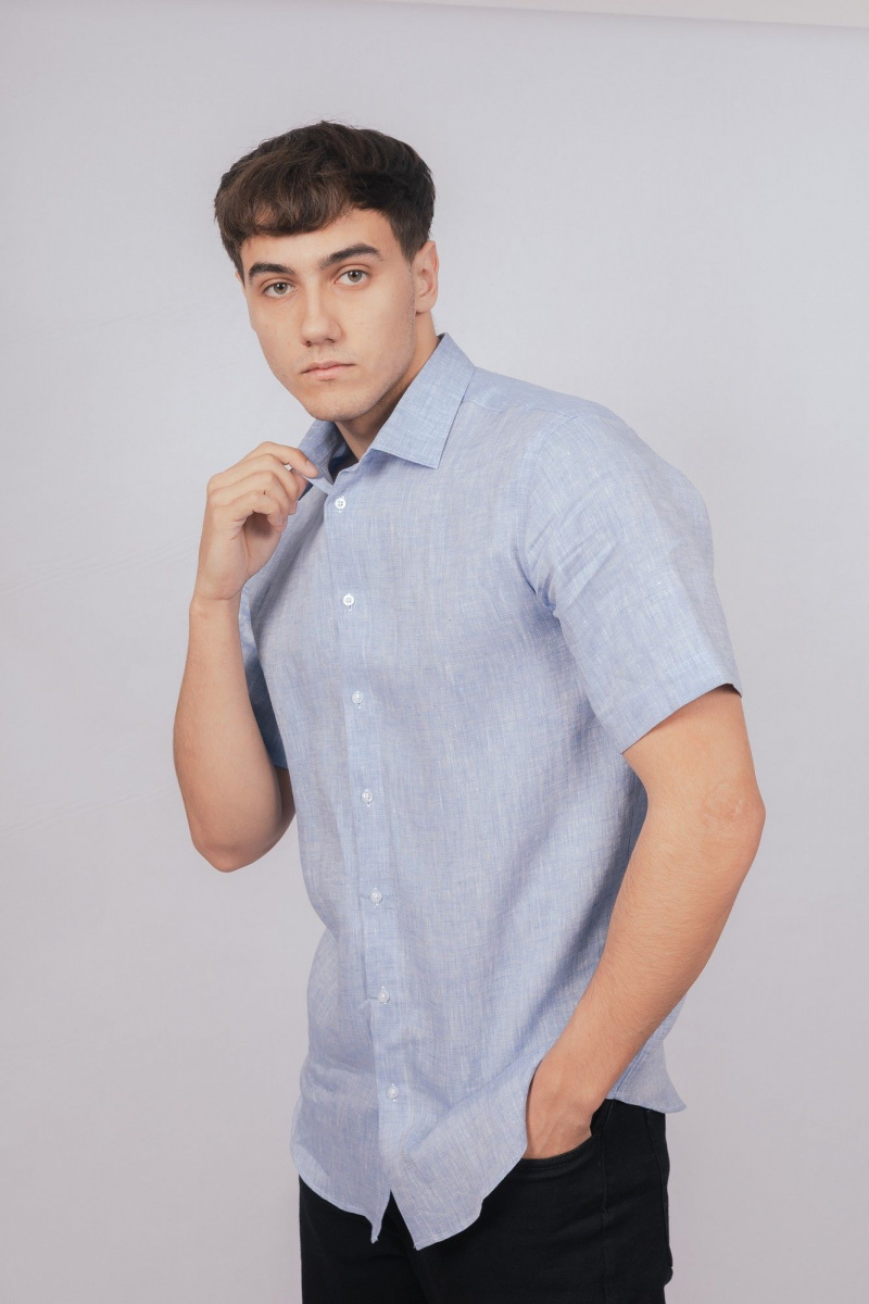 Рубашки с коротким рукавом Nadex 01-089922/310-24 бежево-голубой