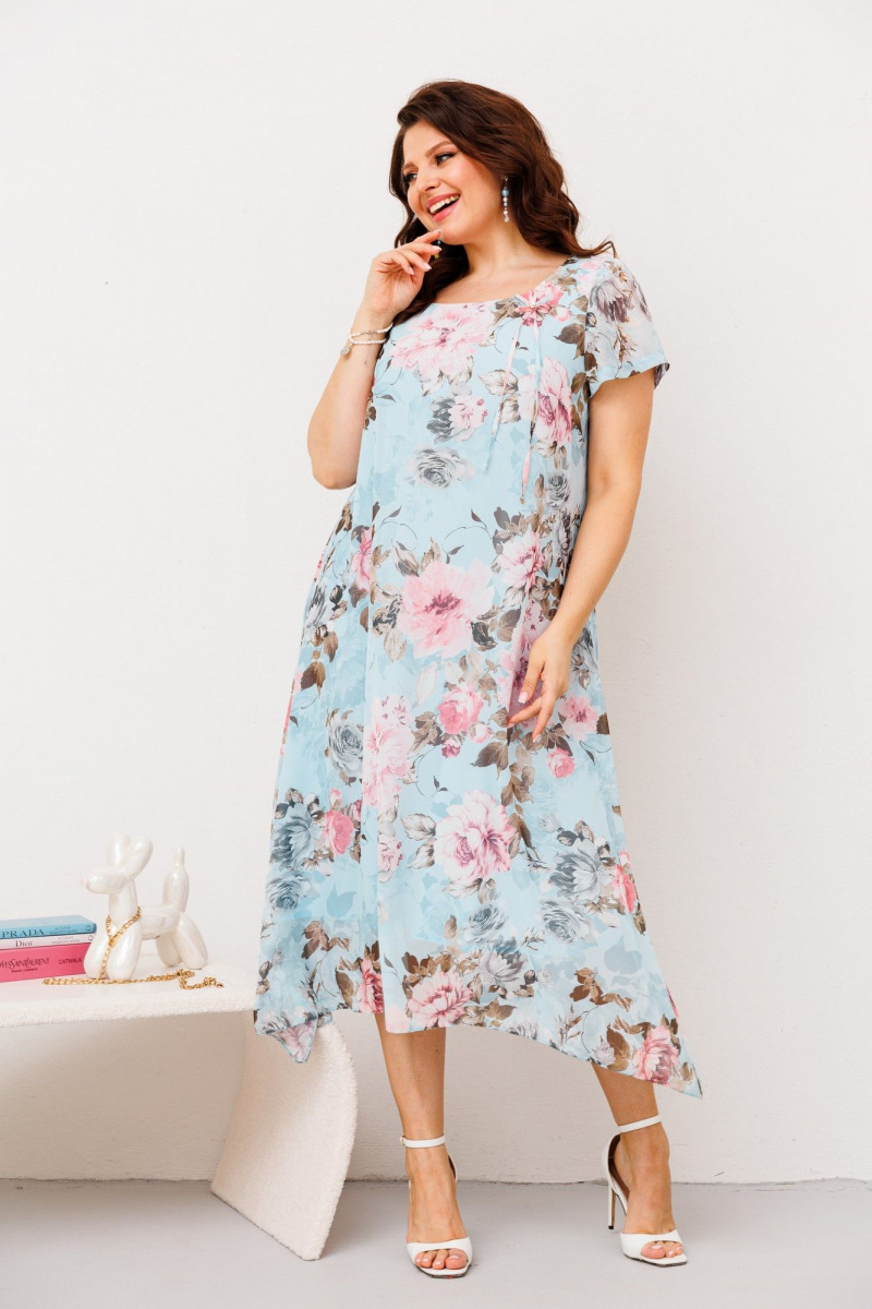 Платья Romanovich Style 1-1332 голубой_цветы