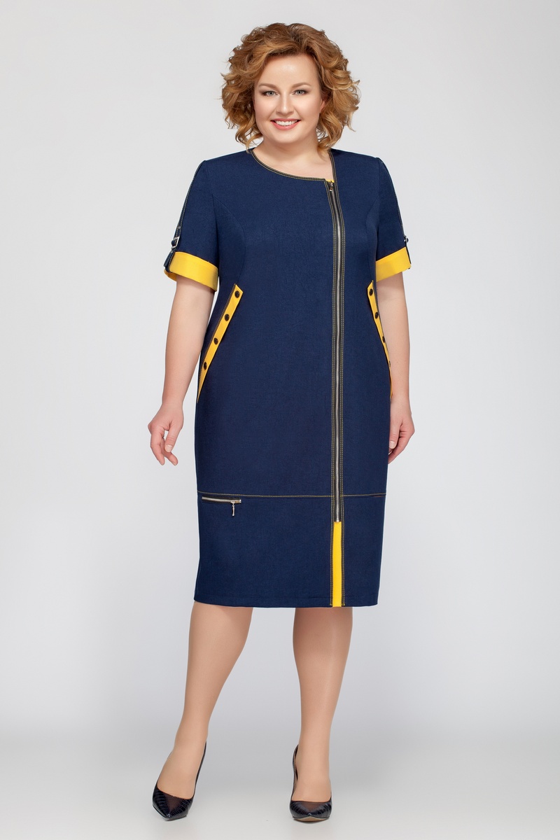 Платье Tellura-L 1201.1 лето_синий+желтый