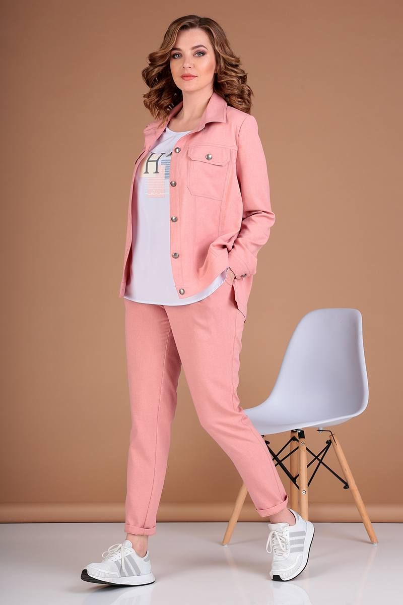 Женский комплект с курткой Liona Style 694 розовый