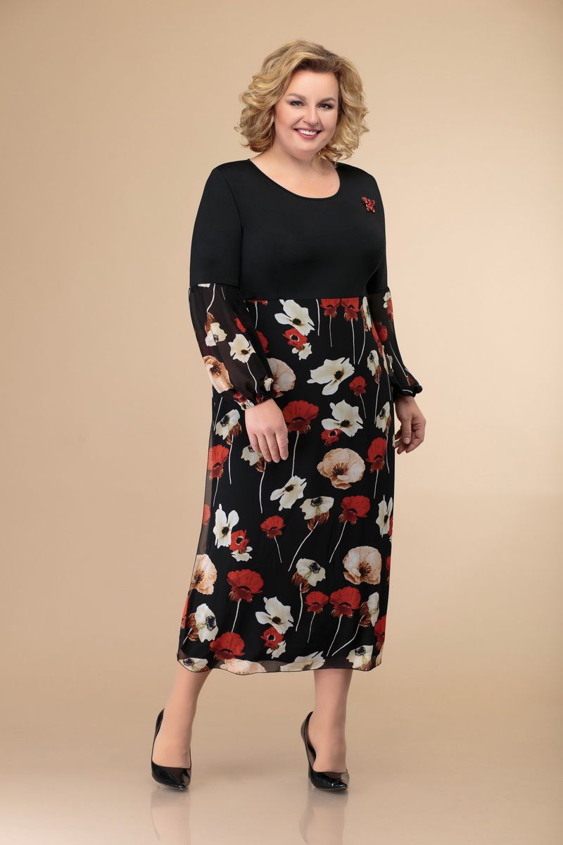 Платье Svetlana-Style 1428 черный+цветы