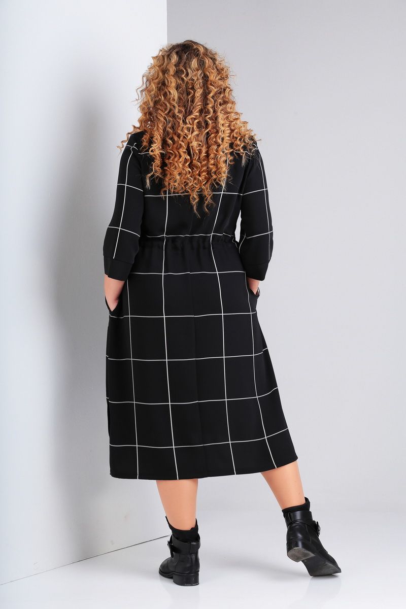 Платье Милора-стиль 802 черный+ клетка