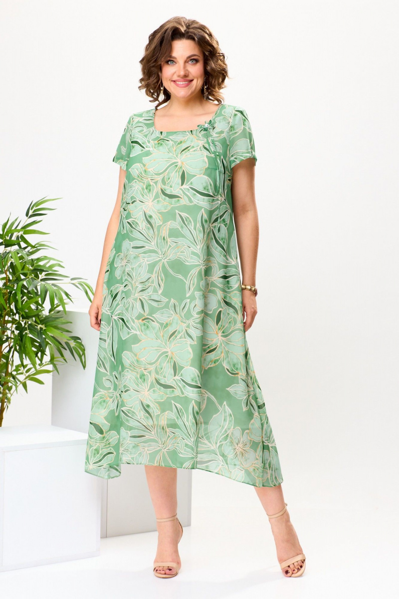 Платья Romanovich Style 1-1332 зеленый_цветы