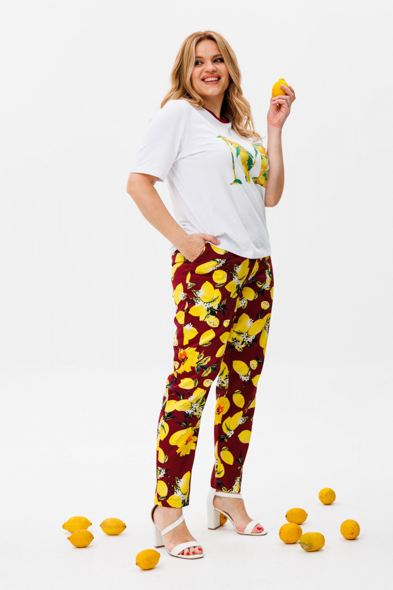Брючный комплект Michel chic 1380 белый,бордо